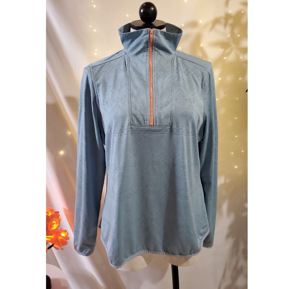 Woolrich Aztec 1/2 Zip Long Sleeve Activewear Top Womens Size L Blue Lightweight